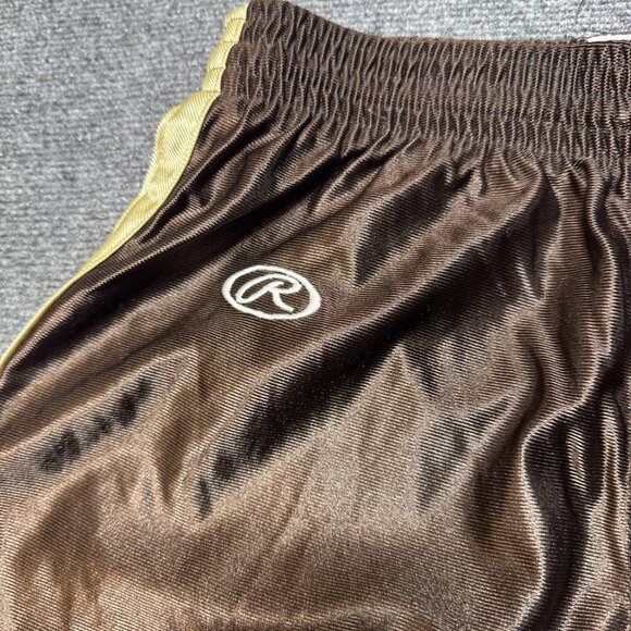 VTG Rawlings Basketball Shorts Mens 32 W Brown Shiny Dazzle Silky Soft NYLON - Picture 3 of 4